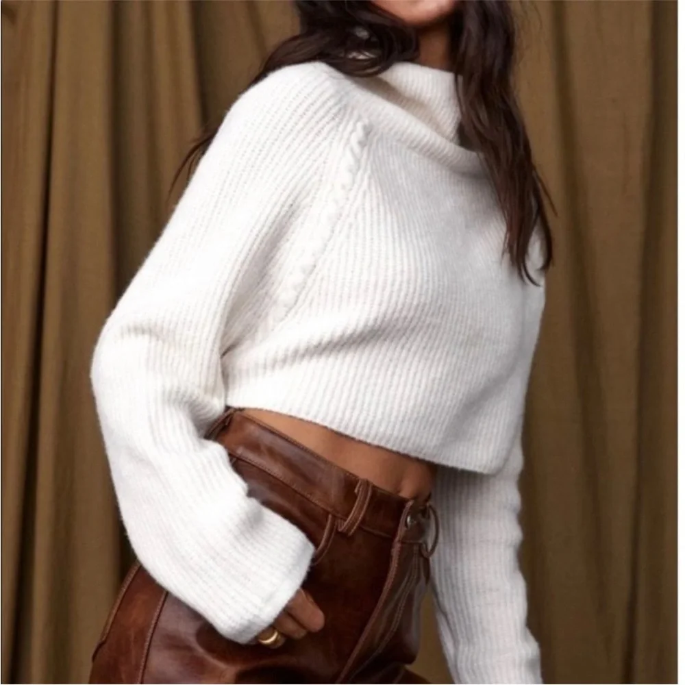 NWT 12th tribe no chill ivory cropped sweater